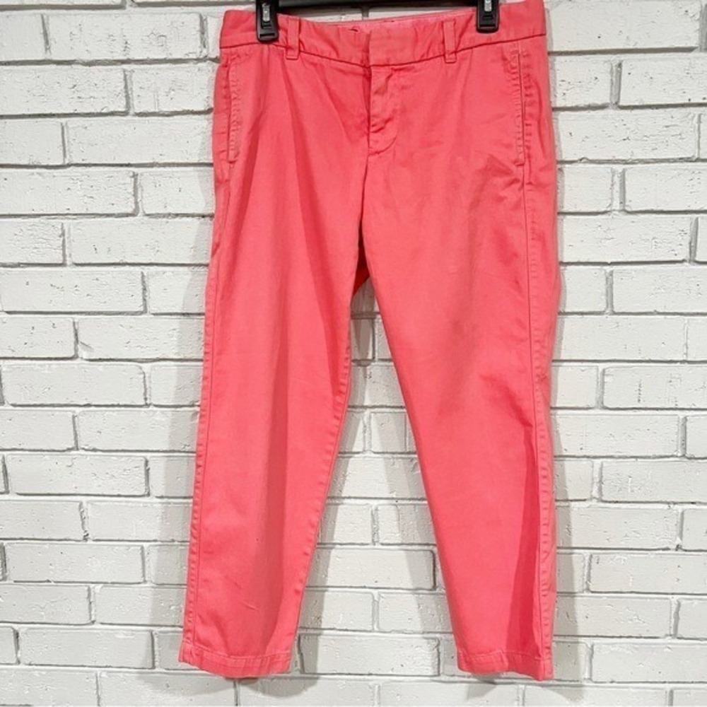J.Crew Broken-In Chino Pants Womens 4 Coral Pink Straight Leg Ankle Trousers